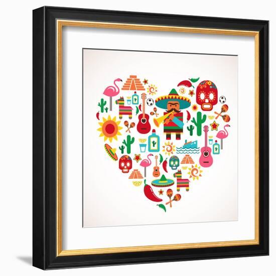 Mexico Love - Heart With Set Ofs-Marish-Framed Art Print