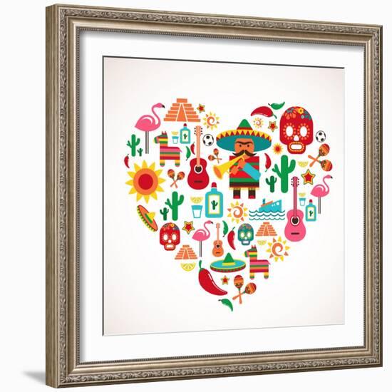 Mexico Love - Heart With Set Ofs-Marish-Framed Art Print