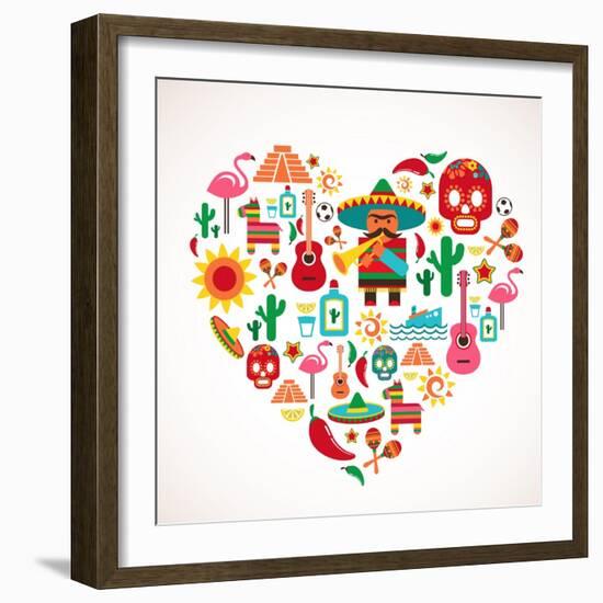 Mexico Love - Heart With Set Ofs-Marish-Framed Art Print