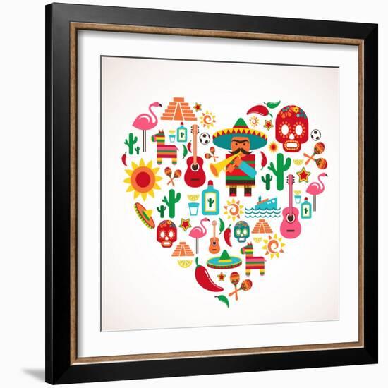 Mexico Love - Heart With Set Ofs-Marish-Framed Art Print