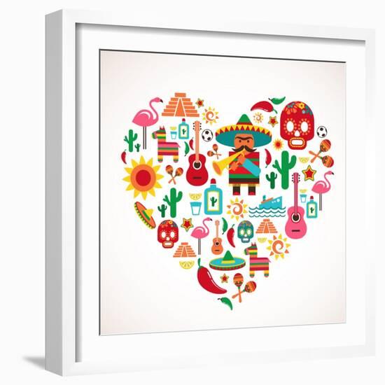 Mexico Love - Heart With Set Ofs-Marish-Framed Art Print