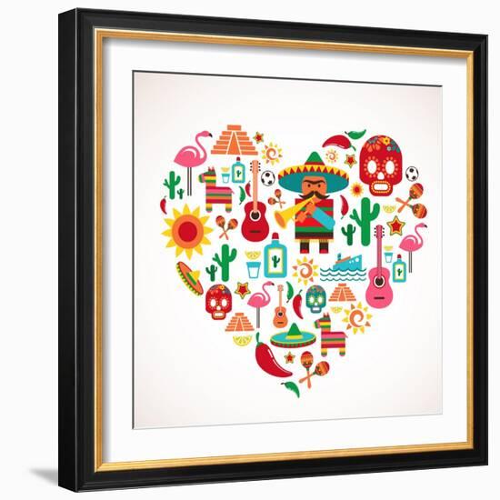 Mexico Love - Heart With Set Ofs-Marish-Framed Art Print