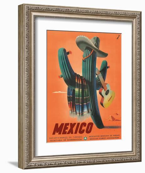 Mexico: Mariachi Cactus, c.1945-null-Framed Giclee Print