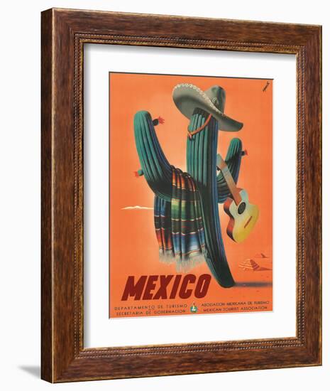 Mexico: Mariachi Cactus, c.1945-null-Framed Giclee Print