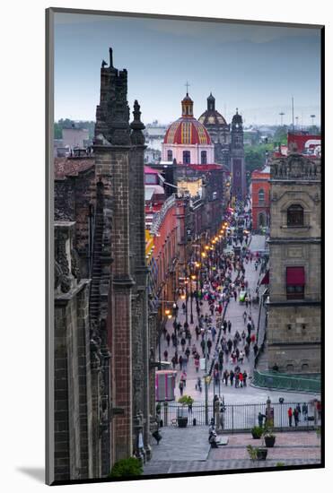 Mexico, Mexico City, Emiliano Zapata Street, Pedestrian Way, Dusk, Centro Historico, Red Dome of Ig-John Coletti-Mounted Photographic Print