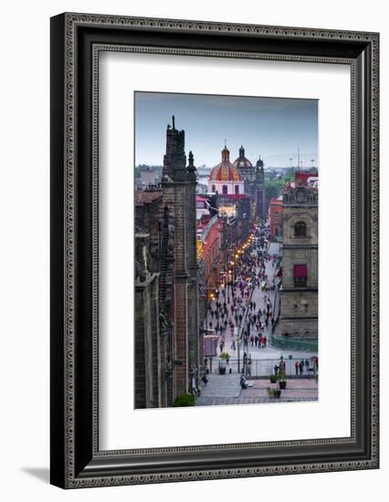 Mexico, Mexico City, Emiliano Zapata Street, Pedestrian Way, Dusk, Centro Historico, Red Dome of Ig-John Coletti-Framed Photographic Print