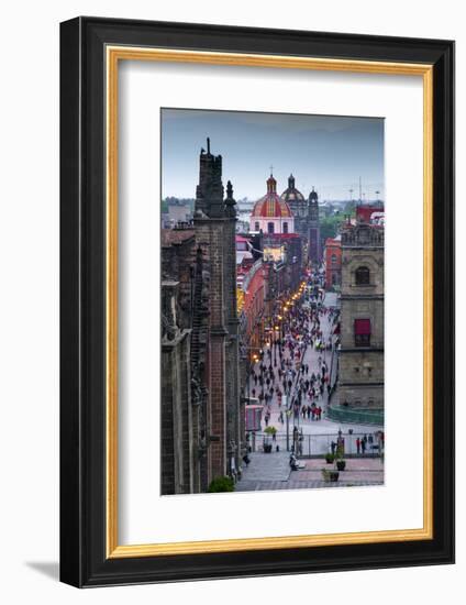 Mexico, Mexico City, Emiliano Zapata Street, Pedestrian Way, Dusk, Centro Historico, Red Dome of Ig-John Coletti-Framed Photographic Print