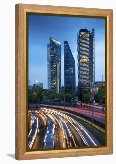 Mexico, Mexico City, Traffic Passes By Mexico City's Three Towers, Tallest Skyscrapers In The City,-John Coletti-Framed Premier Image Canvas