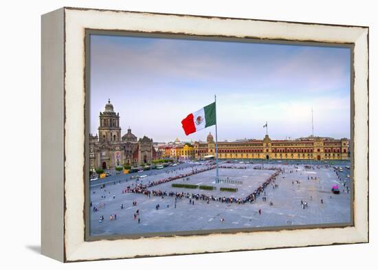 Mexico, Mexico City, Zocalo, Main Square, Lowering Of The Mexican Flag, National Palace, Palacio Na-John Coletti-Framed Premier Image Canvas