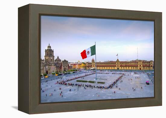 Mexico, Mexico City, Zocalo, Main Square, Lowering Of The Mexican Flag, National Palace, Palacio Na-John Coletti-Framed Premier Image Canvas