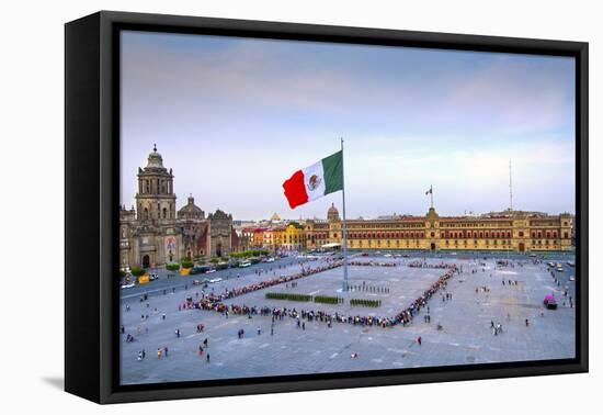 Mexico, Mexico City, Zocalo, Main Square, Lowering Of The Mexican Flag, National Palace, Palacio Na-John Coletti-Framed Premier Image Canvas