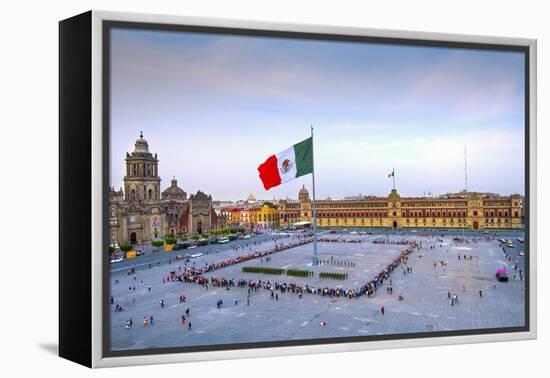 Mexico, Mexico City, Zocalo, Main Square, Lowering Of The Mexican Flag, National Palace, Palacio Na-John Coletti-Framed Premier Image Canvas