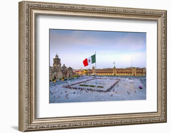 Mexico, Mexico City, Zocalo, Main Square, Lowering Of The Mexican Flag, National Palace, Palacio Na-John Coletti-Framed Photographic Print
