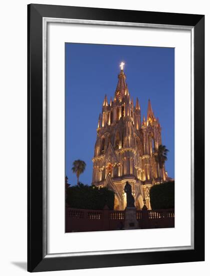 Mexico, San Miguel De Allende. Cathedral of San Miguel Archangel Lit Up at Night-Brenda Tharp-Framed Photographic Print