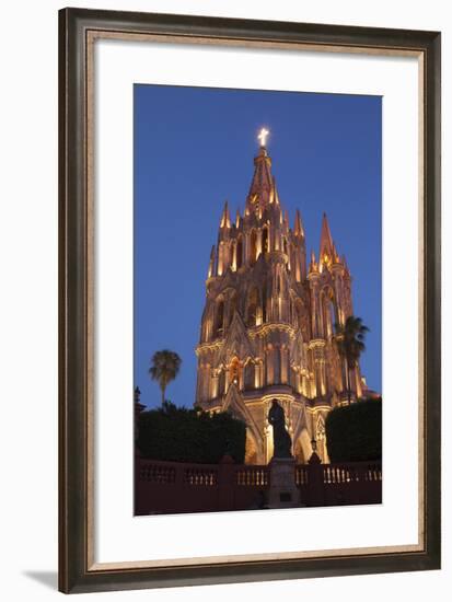 Mexico, San Miguel De Allende. Cathedral of San Miguel Archangel Lit Up at Night-Brenda Tharp-Framed Photographic Print