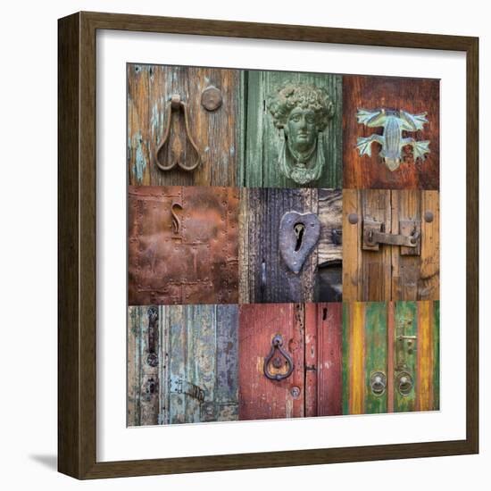 Mexico, San Miguel De Allende. Collage of Door Details in City-Jaynes Gallery-Framed Photographic Print