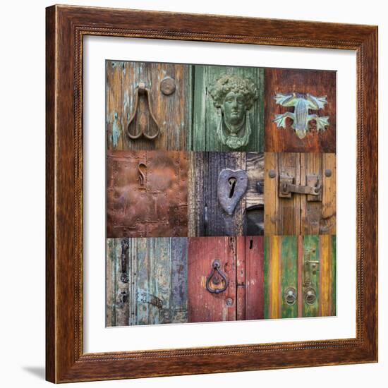 Mexico, San Miguel De Allende. Collage of Door Details in City-Jaynes Gallery-Framed Photographic Print