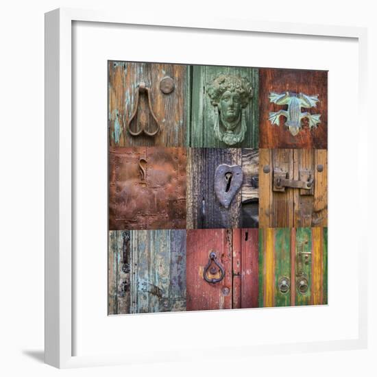 Mexico, San Miguel De Allende. Collage of Door Details in City-Jaynes Gallery-Framed Photographic Print