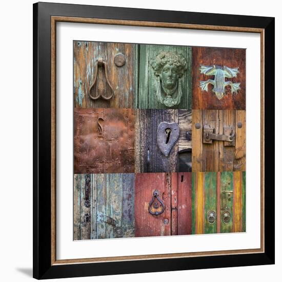 Mexico, San Miguel De Allende. Collage of Door Details in City-Jaynes Gallery-Framed Photographic Print