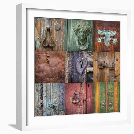 Mexico, San Miguel De Allende. Collage of Door Details in City-Jaynes Gallery-Framed Photographic Print