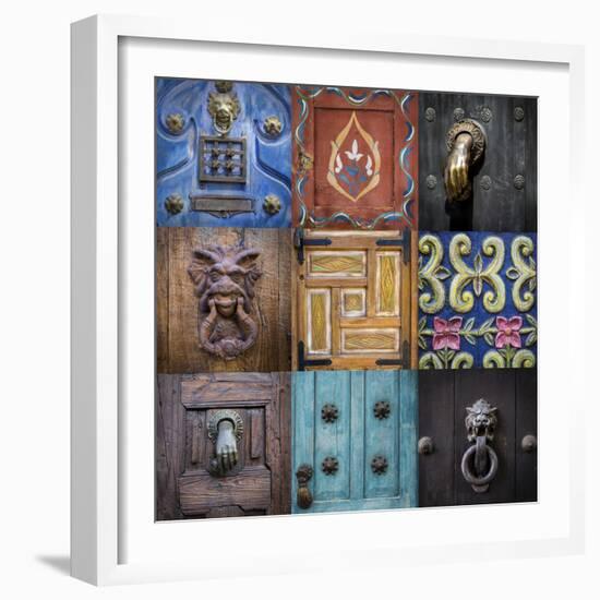 Mexico, San Miguel De Allende. Collage of Door Details in City-Jaynes Gallery-Framed Photographic Print