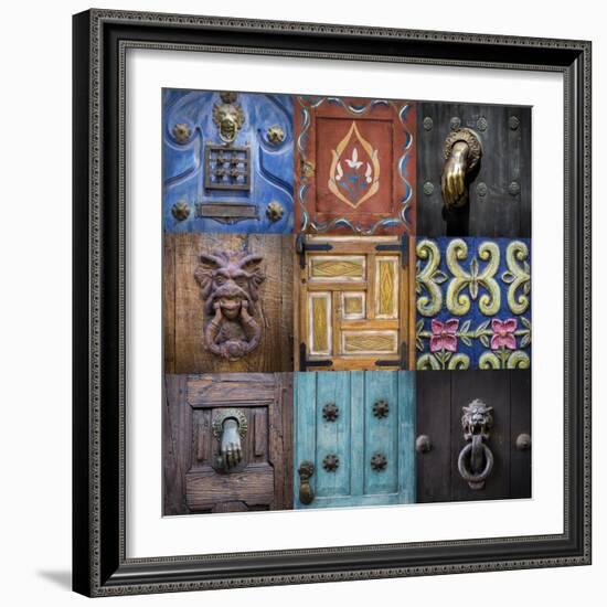 Mexico, San Miguel De Allende. Collage of Door Details in City-Jaynes Gallery-Framed Photographic Print