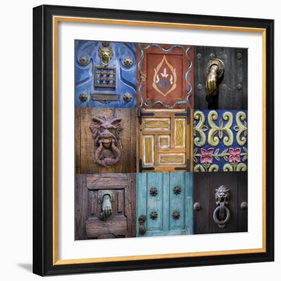 Mexico, San Miguel De Allende. Collage of Door Details in City-Jaynes Gallery-Framed Photographic Print