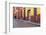 Mexico, San Miguel de Allende. Elderly man walks up sidewalk.-Don Paulson-Framed Photographic Print