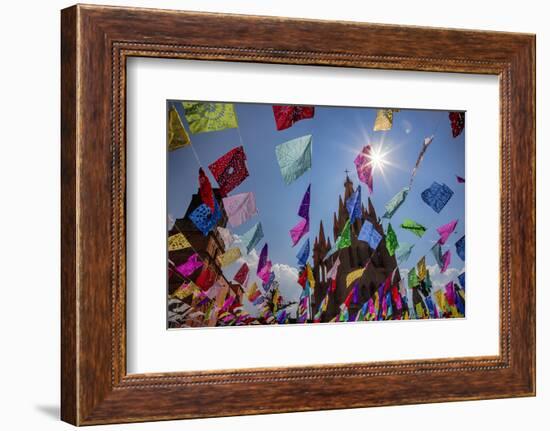 Mexico, San Miguel de Allende, Flags flying for the Day of the Dead celebration-Terry Eggers-Framed Photographic Print