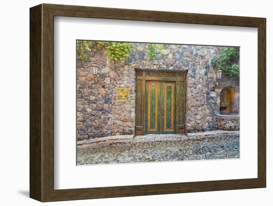 Mexico, San Miguel De Allende. Quaint Doorway in Stone Wall Facade-Jaynes Gallery-Framed Photographic Print
