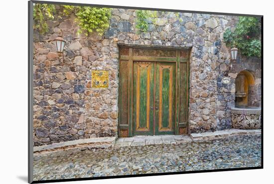 Mexico, San Miguel De Allende. Quaint Doorway in Stone Wall Facade-Jaynes Gallery-Mounted Photographic Print
