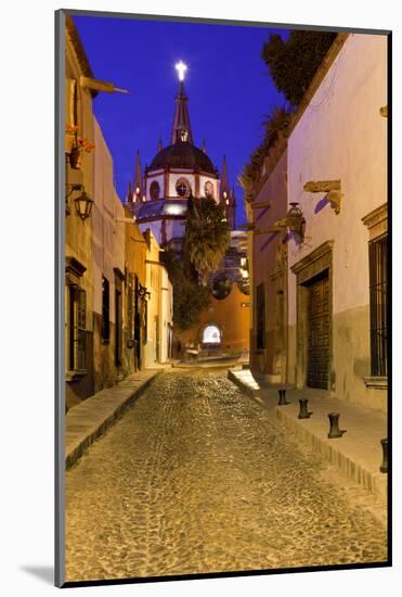 Mexico, San Miguel de Allende. Street scene with La Parroquia.-Don Paulson-Mounted Photographic Print