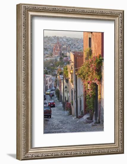 Mexico, San Miguel de Allende. Street scene with overview of city.-Don Paulson-Framed Photographic Print