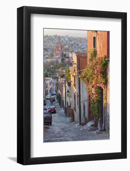 Mexico, San Miguel de Allende. Street scene with overview of city.-Don Paulson-Framed Photographic Print