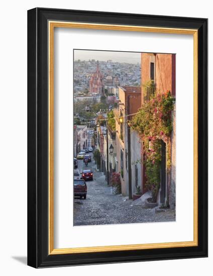 Mexico, San Miguel de Allende. Street scene with overview of city.-Don Paulson-Framed Photographic Print