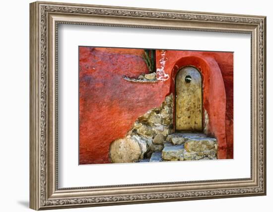 Mexico, San Miguel de Allende. Weathered house door and exterior.-Jaynes Gallery-Framed Photographic Print