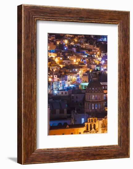 Mexico, the Colorful Homes and Buildings of Guanajuato at Night-Judith Zimmerman-Framed Photographic Print