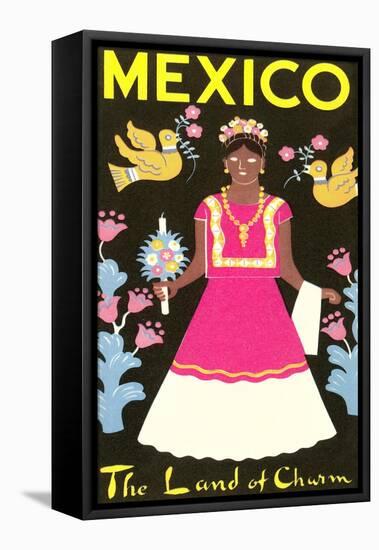Mexico, The Land of Charm, Lady in Native Dress-null-Framed Stretched Canvas