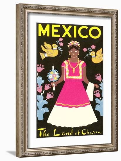 Mexico, The Land of Charm, Lady in Native Dress-null-Framed Art Print