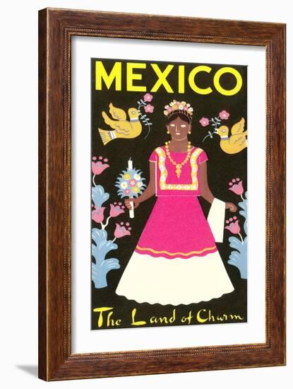 Mexico, The Land of Charm, Lady in Native Dress-null-Framed Art Print