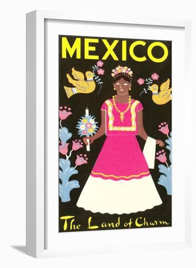 Mexico, The Land of Charm, Lady in Native Dress-null-Framed Art Print