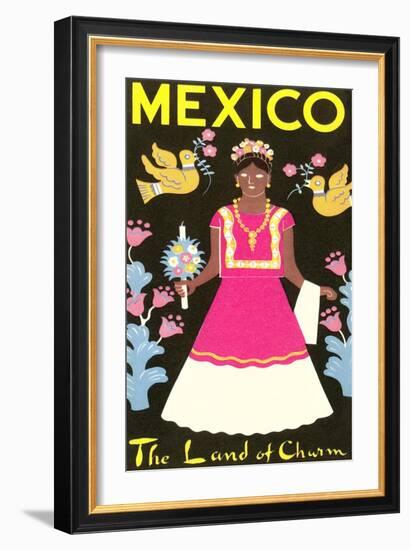 Mexico, The Land of Charm, Lady in Native Dress-null-Framed Art Print