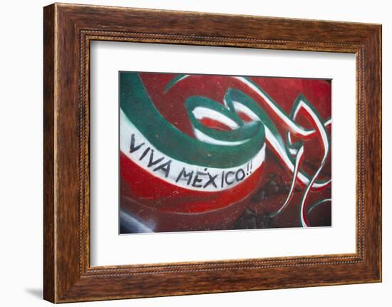 Mexico. Wall Painted to Celebrate Colors of Mexican Flag-Steve Ross-Framed Photographic Print