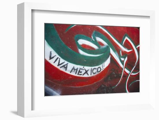 Mexico. Wall Painted to Celebrate Colors of Mexican Flag-Steve Ross-Framed Photographic Print