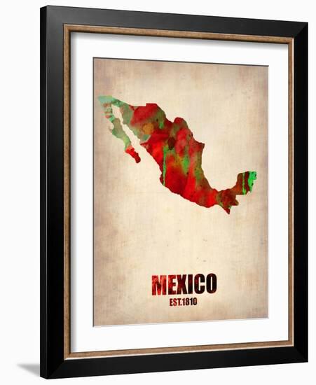 Mexico Watercolor Map-NaxArt-Framed Premium Giclee Print