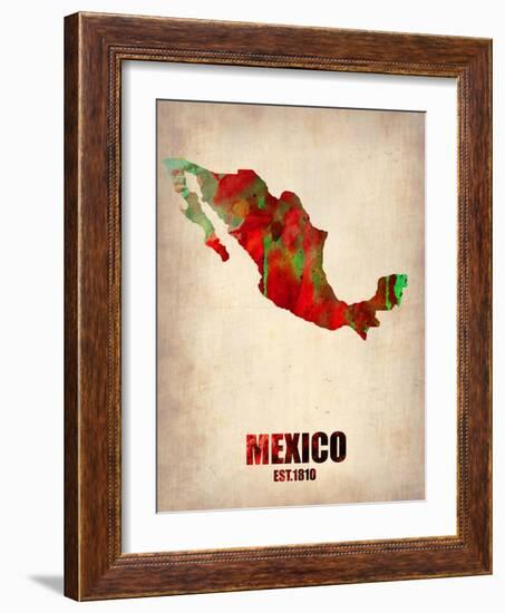 Mexico Watercolor Map-NaxArt-Framed Art Print