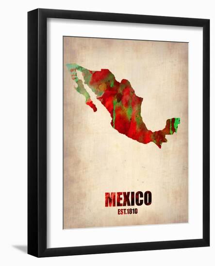 Mexico Watercolor Map-NaxArt-Framed Art Print