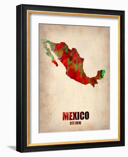 Mexico Watercolor Map-NaxArt-Framed Art Print