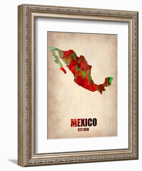 Mexico Watercolor Map-NaxArt-Framed Art Print