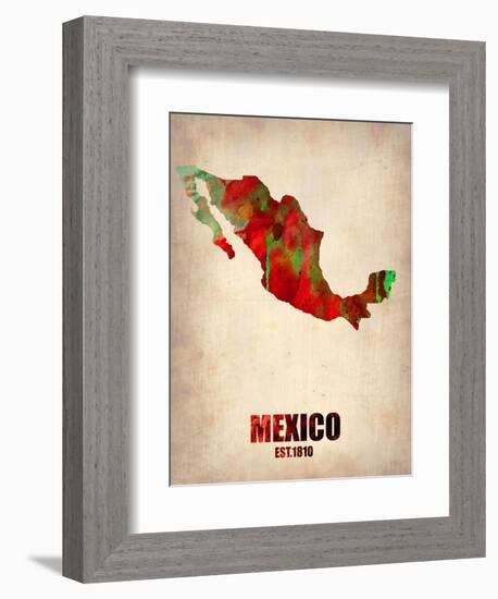 Mexico Watercolor Map-NaxArt-Framed Art Print